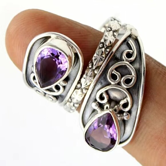 Boho and Bling Faux Sapphire Spoon Ring (dark blue) #1333 - Picture 6 of 12